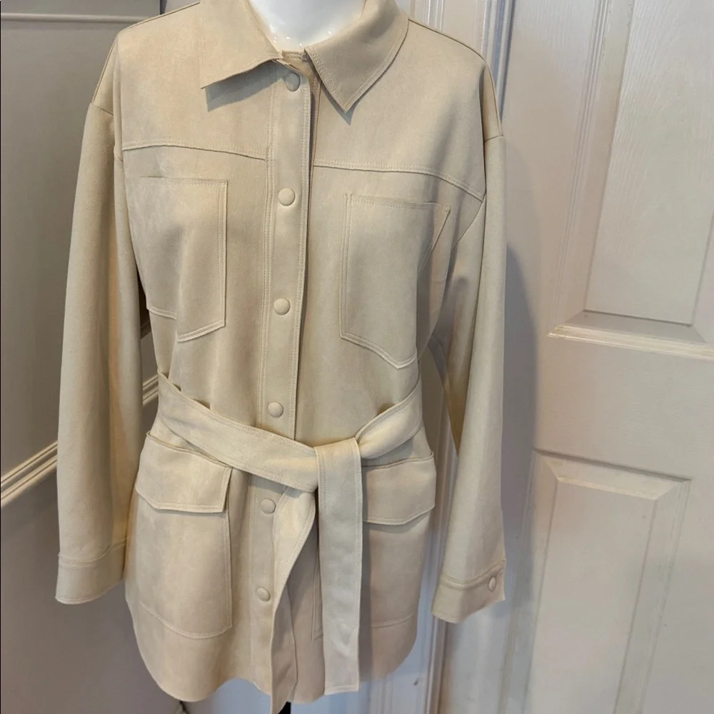 Zara Cream Belted Jacket - Picture 1 of 6